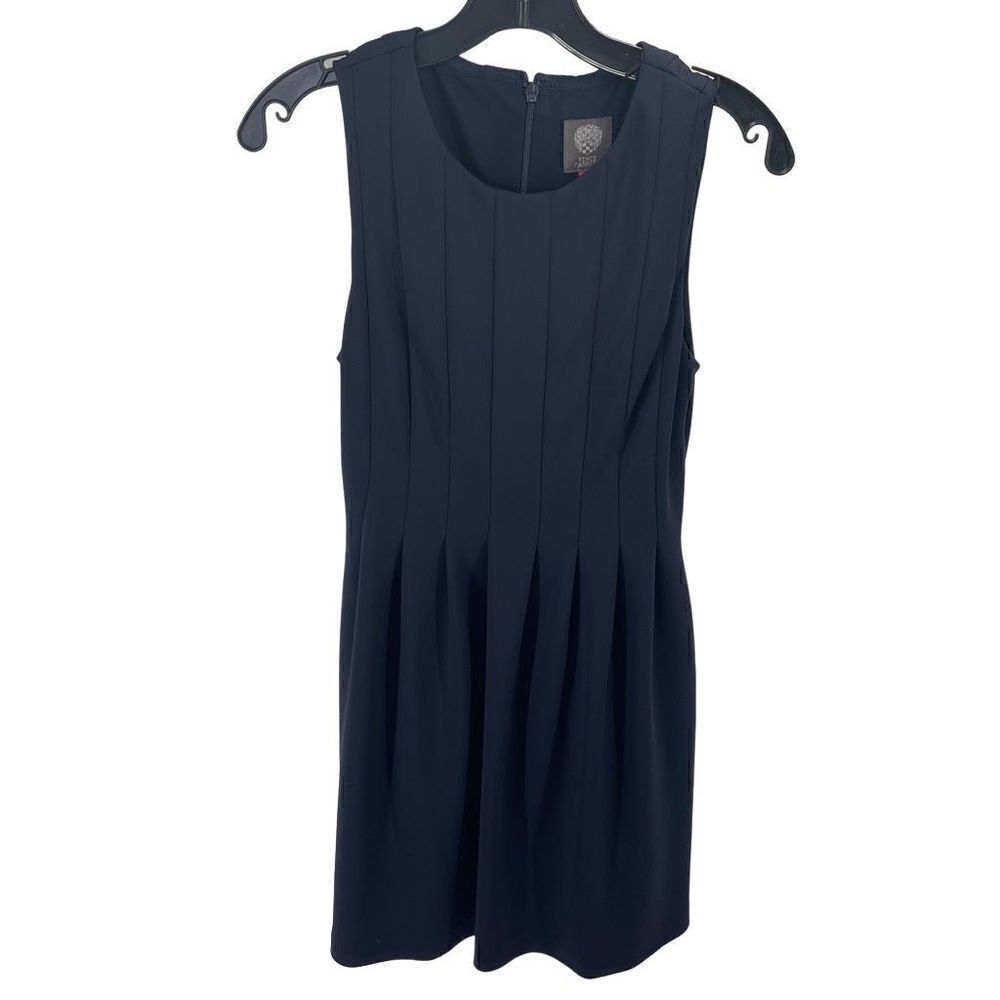 Vince Camuto Women's Fit and Flare Pleated Mini Dress Size 4 navy blue